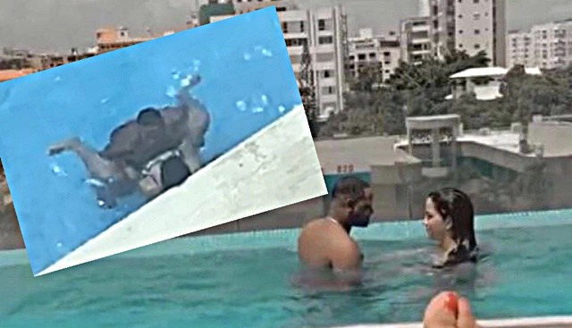 Manyara Singando al aire libre en la piscina del hotel