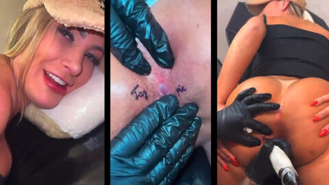 Andressa Urach tatuándose el culo