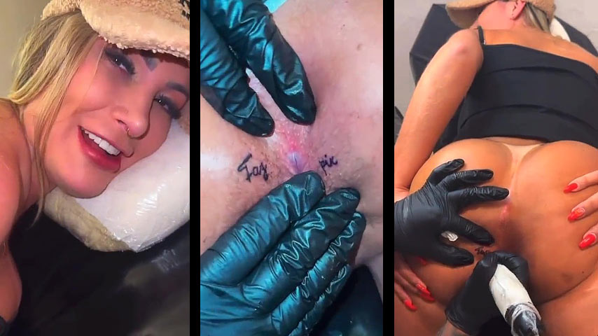 Andressa Urach tatuándose el culo