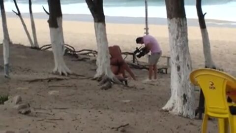 Nicolle Bittencourt grabando película porno en Praia Do Recreio RJ