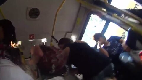 Pantalones cortos atrapados por una morena golpeada en el culo