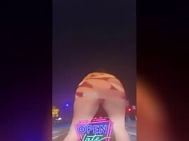 In the middle of the road wit no panties